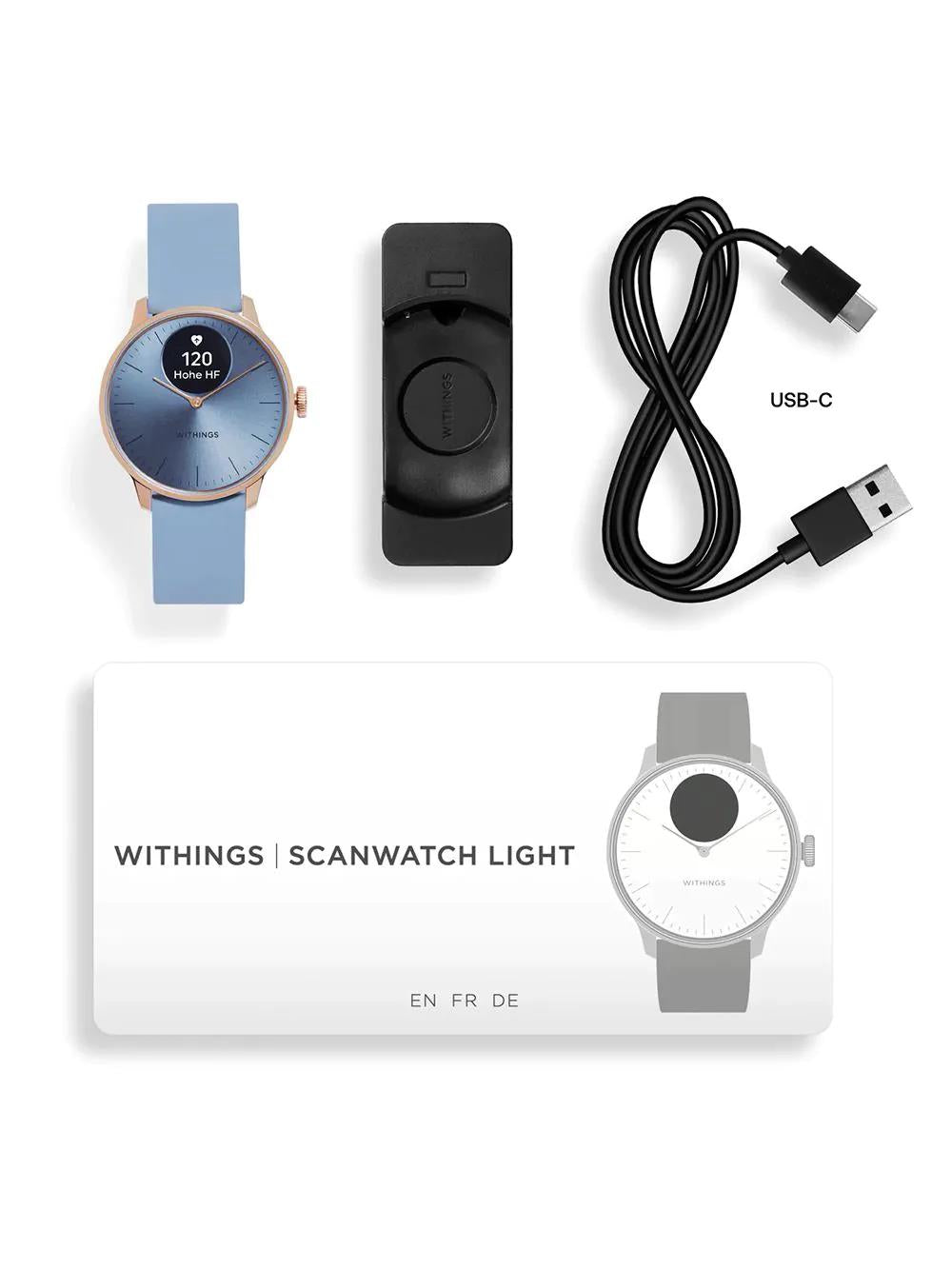 Withings Scanwatch Light - 37mm ros‚ light blue