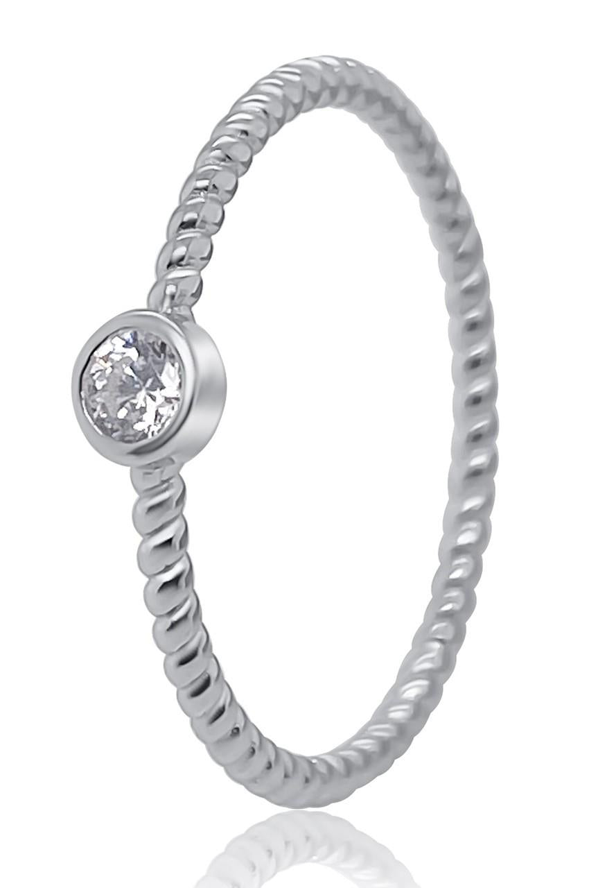 Mabro Verlobungsring 925/- Silber rhodiniert Zirkonia